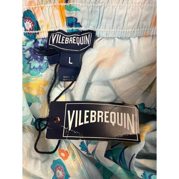 Vilebrequin Womens Soft Blue Floral Wide Leg Pants Large NEW 100% Cotton Flowy - Picture 5 of 7